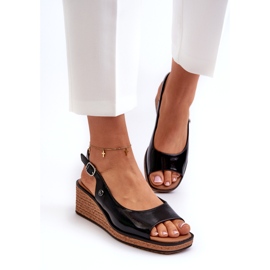 Sandalias Mujer Charol Cuña Sergio Leone SK301 Negro 2