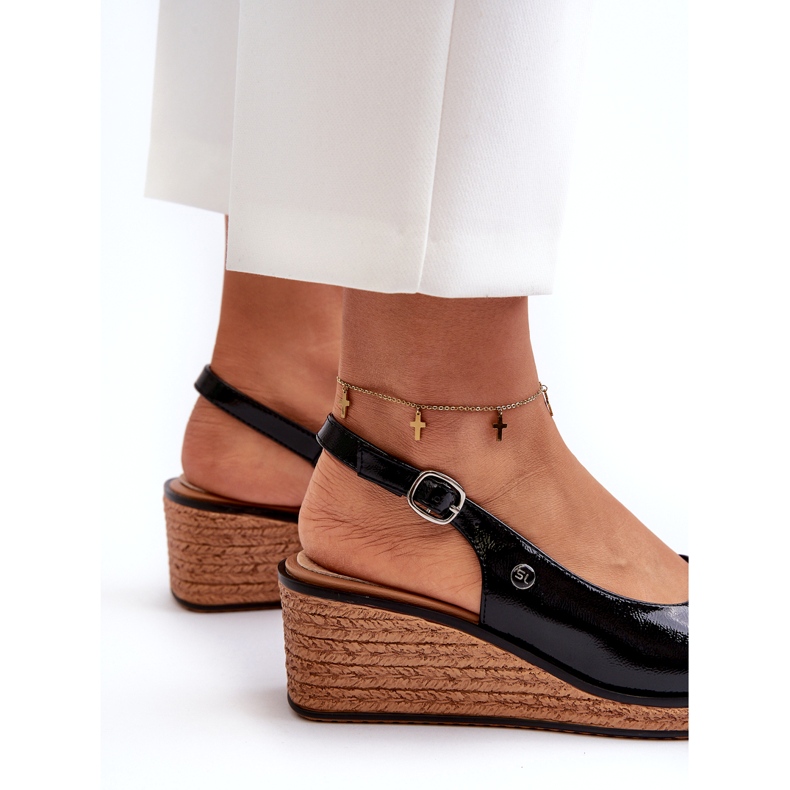 Sandalias Mujer Charol Cuña Sergio Leone SK301 Negro 3