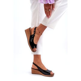 Sandalias Mujer Charol Cuña Sergio Leone SK301 Negro 4