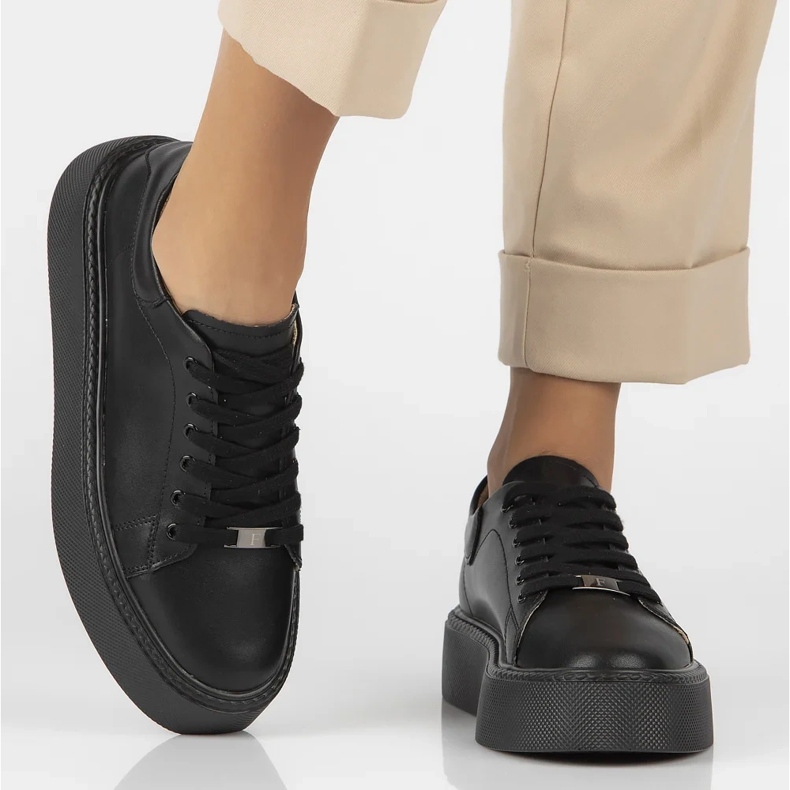 Filippo DP6119/24 Bk zapatillas de piel, negro 2