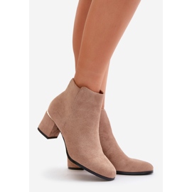 Botines Tacón Alto Ante Eco Cierre Cremallera, Sairis Beige Oscuro 1