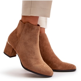 Botines Tacón Alto Ante Eco Cierre Cremallera Sairis Camel marrón 10