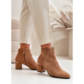 Botines Tacón Alto Ante Eco Cierre Cremallera Sairis Camel marrón 3