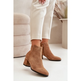 Botines Tacón Alto Ante Eco Cierre Cremallera Sairis Camel marrón 2