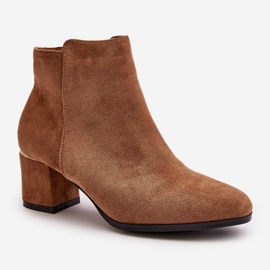 Botines Tacón Alto Ante Eco Cierre Cremallera Sairis Camel marrón 4