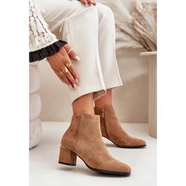 Botines Tacón Alto Ante Eco Cierre Cremallera Sairis Camel marrón 7