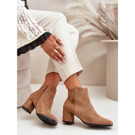 Botines Tacón Alto Ante Eco Cierre Cremallera Sairis Camel marrón 8