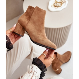 Botines Tacón Alto Ante Eco Cierre Cremallera Sairis Camel marrón 9