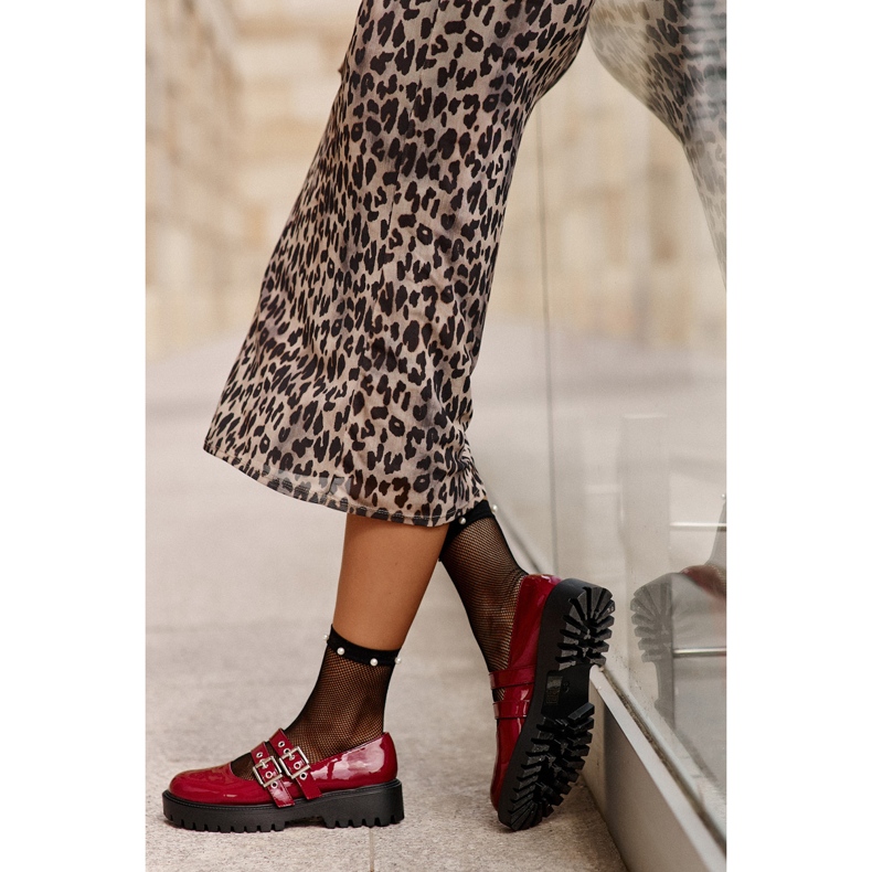 Zapatos Mujer Con Tiras Charol Terione Burdeos rojo 2