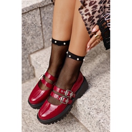 Zapatos Mujer Con Tiras Charol Terione Burdeos rojo 5