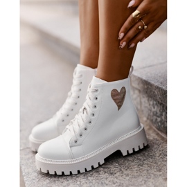 Botines de mujer con cremallera y corazón decorativo, blanco Obeena 2