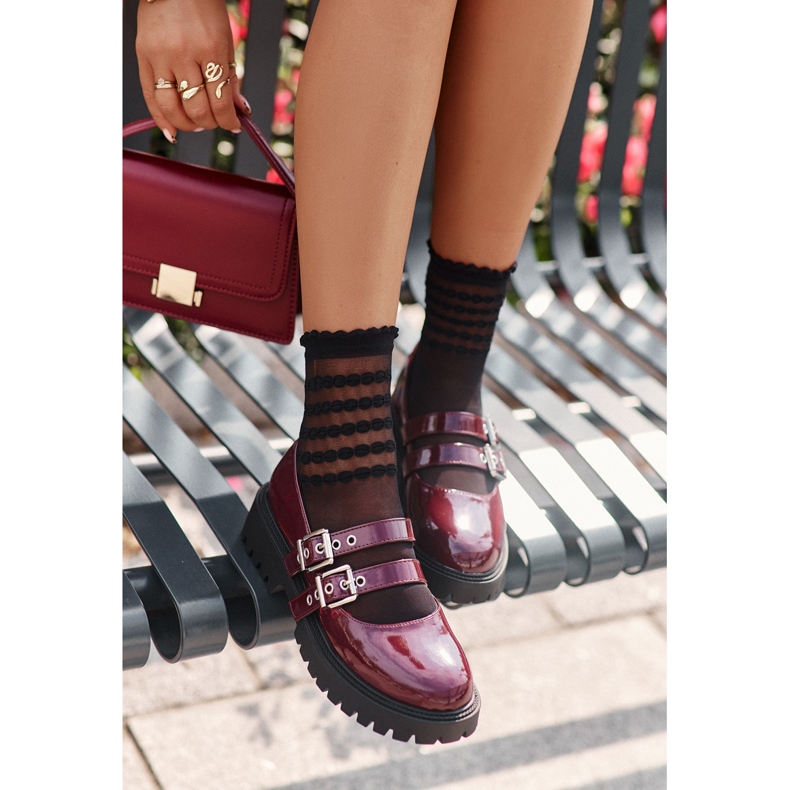 Zapatos Mujer Con Tiras Charol Terione Burdeos rojo 2