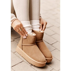 Botas de nieve con plataforma al tobillo de ante y cuero Rianaella color camel beige 11