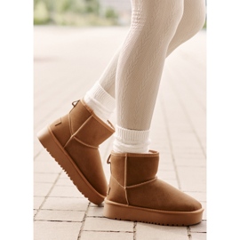 Botas de nieve con plataforma al tobillo de ante y cuero Rianaella color camel beige 8