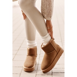 Botas de nieve con plataforma al tobillo de ante y cuero Rianaella color camel beige 12