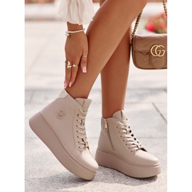Zapatillas Altas Mujer Piel con Plataforma Vinceza 66707 Beige 8