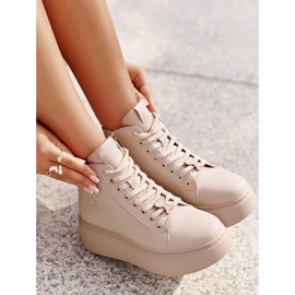 Zapatillas Altas Mujer Piel con Plataforma Vinceza 66707 Beige 12