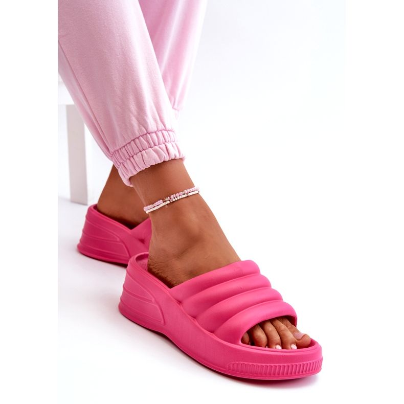 Chanclas ligeras de espuma para mujer con cuña y plataforma, Fucsia Tendrea rosa 2
