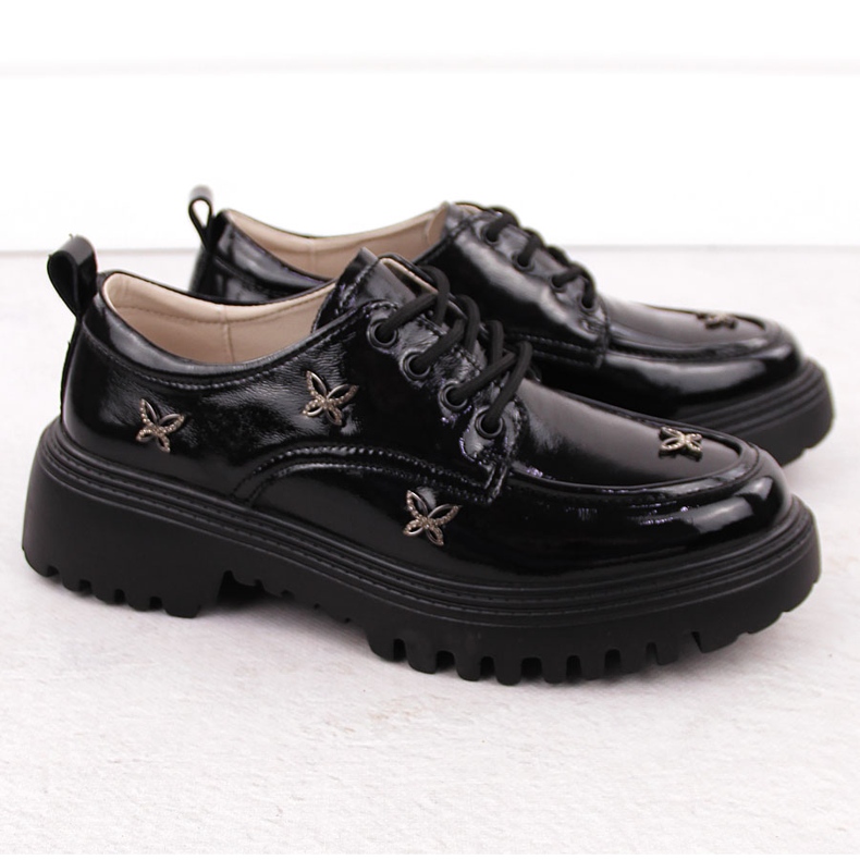 Oxfords de mujer de piel con remaches, negro Artiker 55C1011 2