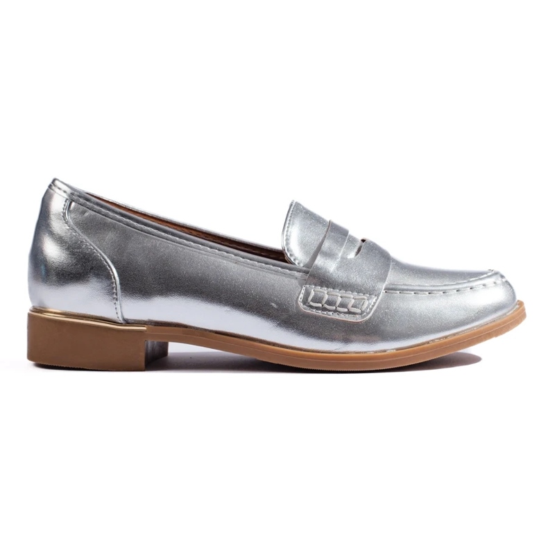 Mocasines de mujer en ecopiel plateados Shelovet plata 1