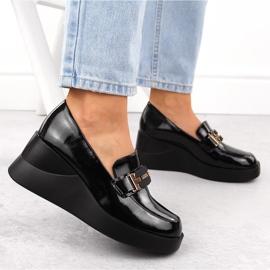 Zapatos cuña mujer piel, negro, Vinceza 58337 5