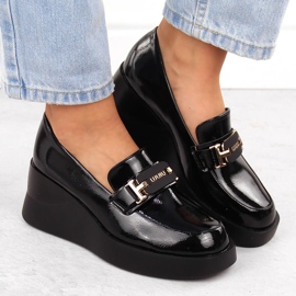 Zapatos cuña mujer piel, negro, Vinceza 58337 6