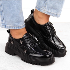 Oxfords de mujer de piel con remaches, negro Artiker 55C1011 6