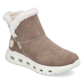 Botines de mujer de piel impermeables, botas de nieve beige Rieker M6050-64 17