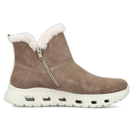 Botines de mujer de piel impermeables, botas de nieve beige Rieker M6050-64 18