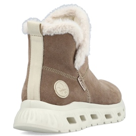 Botines de mujer de piel impermeables, botas de nieve beige Rieker M6050-64 1