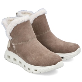 Botines de mujer de piel impermeables, botas de nieve beige Rieker M6050-64 3