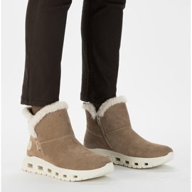 Botines de mujer de piel impermeables, botas de nieve beige Rieker M6050-64 5