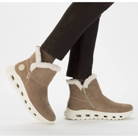 Botines de mujer de piel impermeables, botas de nieve beige Rieker M6050-64 6