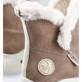 Botines de mujer de piel impermeables, botas de nieve beige Rieker M6050-64 8