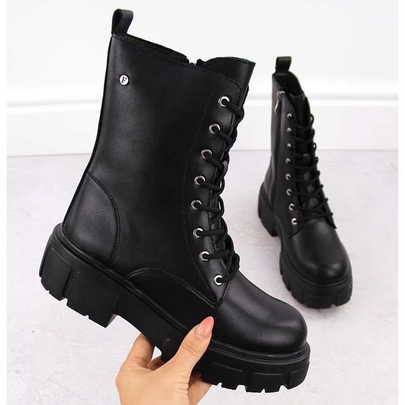 Botas trabajadoras de mujer de piel negra Filippo DBT4759 negro 1