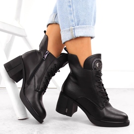 Botines mujer de piel con adorno negro Vinceza 66676 4