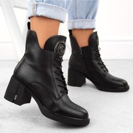 Botines mujer de piel con adorno negro Vinceza 66676 5