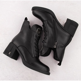 Botines mujer de piel con adorno negro Vinceza 66676 3