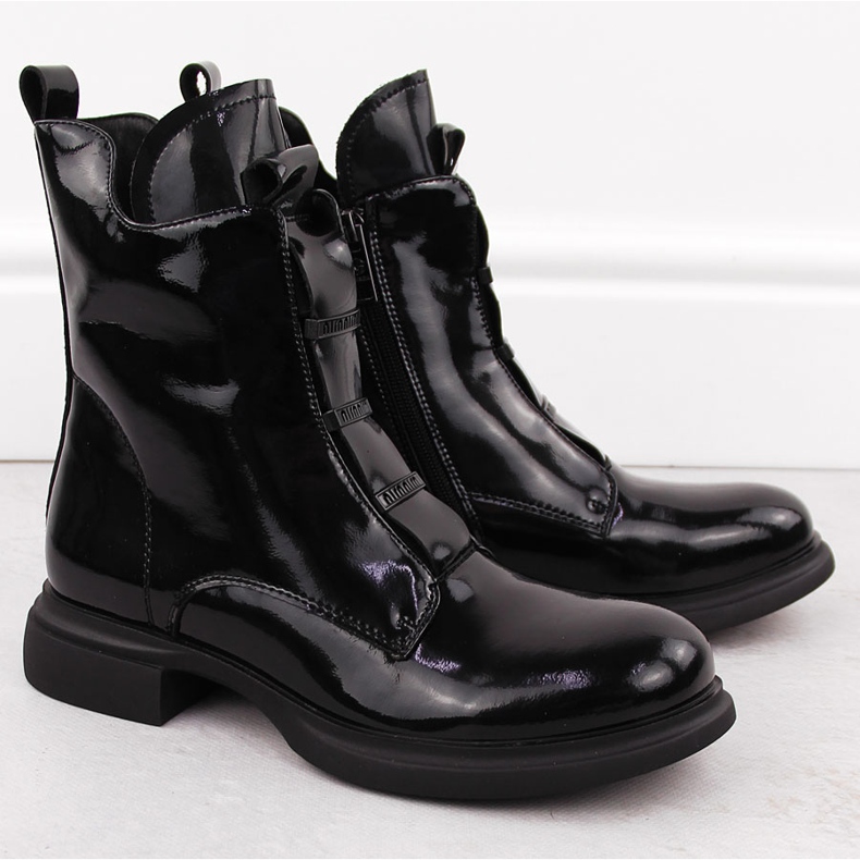 Botas de mujer en charol, negro, Vinceza 66678 2