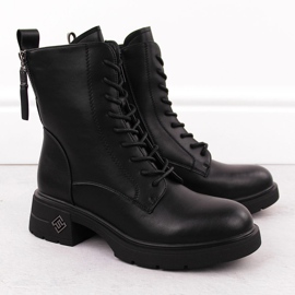 Botas trabajadoras de piel para mujer, color negro, Vinceza 66683 2