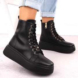 Botas de piel con plataforma y osito, negro Vinceza 66701 5