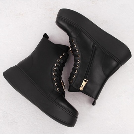 Botas de piel con plataforma y osito, negro Vinceza 66701 3
