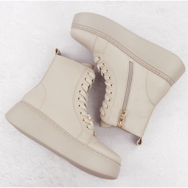 Botas de piel beige con plataforma y osito Vinceza 66701 3
