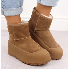Botas de nieve de mujer de piel con plataforma camel Big Star OO274A212 marrón 6