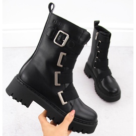Botas trabajadoras de piel para mujer, negras Big Star OO274A256 negro 1