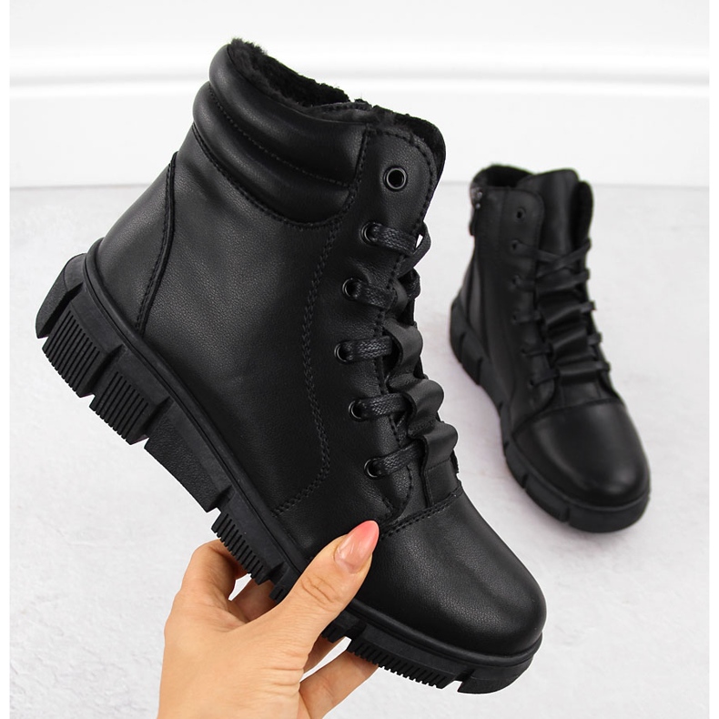 Botas de mujer de piel con plataforma, negras, T.Sokolski Z24-335 negro 1