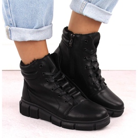 Botas de mujer de piel con plataforma, negras, T.Sokolski Z24-335 negro 6