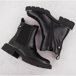Botines Chelsea de piel para mujer, negro Goe OO2N4147 3