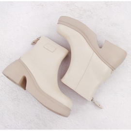 Botas de mujer de piel con plataforma, beige Goe OO2N4155 3