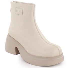 Botas de mujer de piel con plataforma, beige Goe OO2N4155 4